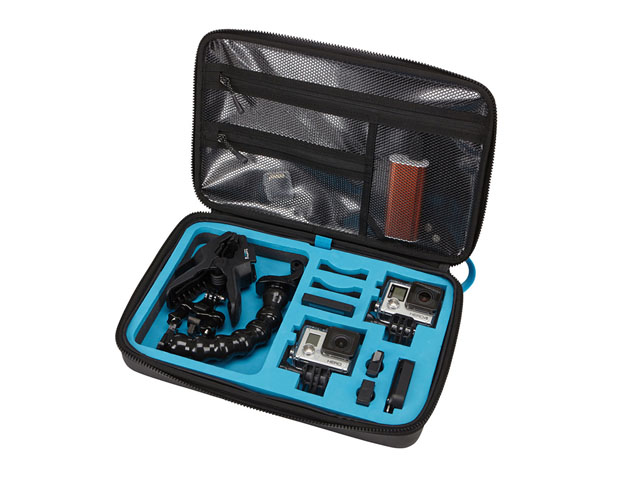 Thule black diving go pro carry case with removable die-cut foam Interior and lid pockets