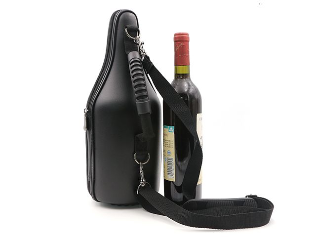 Thermal formed Genuine leather champagne carrier for CaddyO with shoulder strap and handle