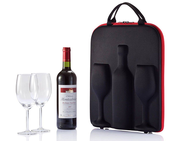 Champagne Wine glasses carrying case soft neoprene handle cheap design