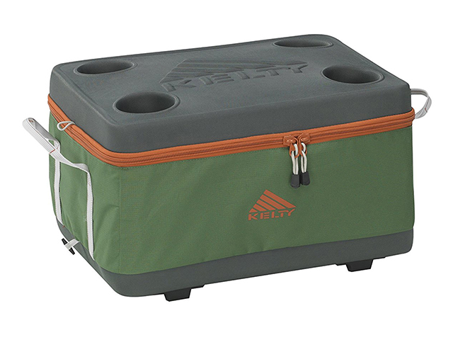 Folding hard sided cooler EVA nylon top bottom forest green color for travel and picnic