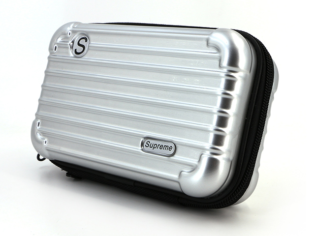 Makeup case with brush slots holder silver ABS+PC compact and slim design