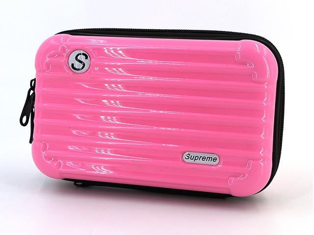 Makeup organizer train travel case sweet pink small rectangle easy carrying