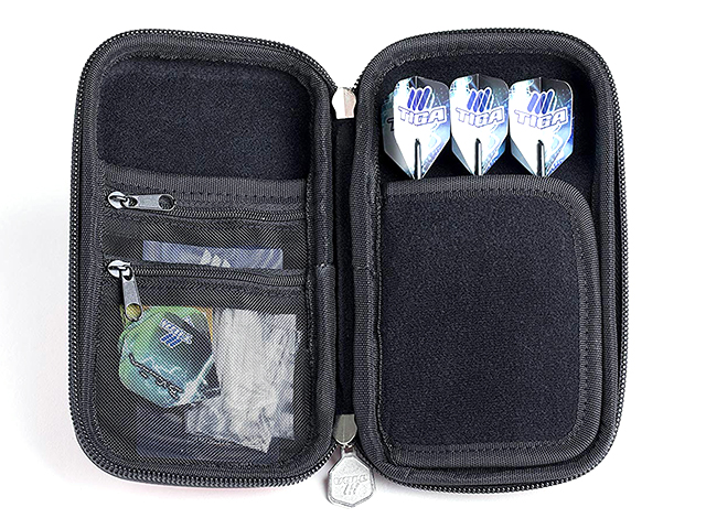Molded EVA Darts travel Case Carbon Look Fabric with zippered mesh pocket inside