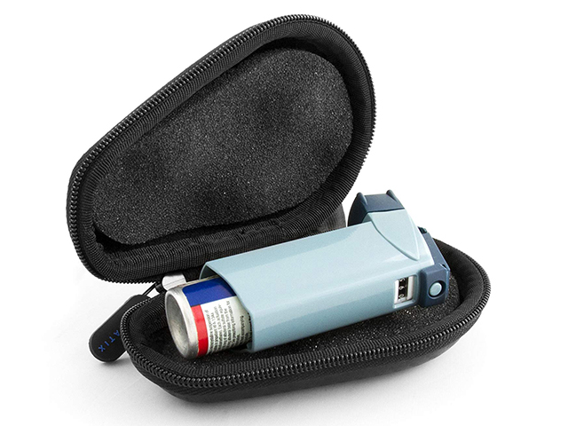 Asthma inhaler travel case slim and compact design with carabiner carrying