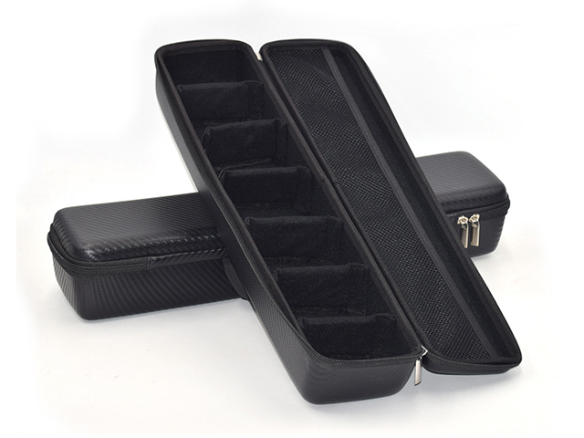 长方形大号EVA收纳包 黑色碳纤纹PU EVA包 DIY魔术贴格挡压模盒子