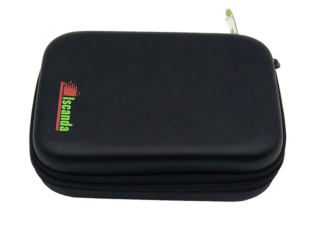 Rectangle Black EVA Leather protective Case for Iscanda with printed logo and carabiner carrying