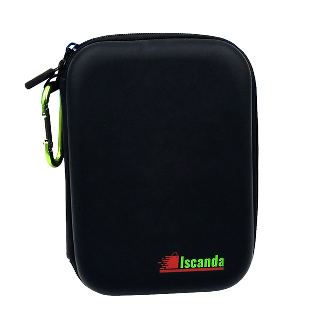 Rectangle Black EVA Leather protective Case for Iscanda with printed logo and carabiner carrying