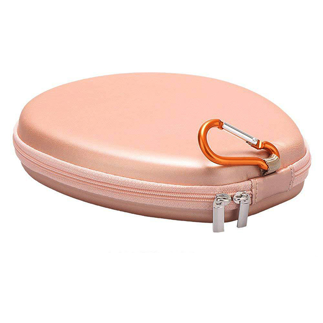 Custom Pink EVA PU carrying Case for Earphone with molded interior and carabiner carrying