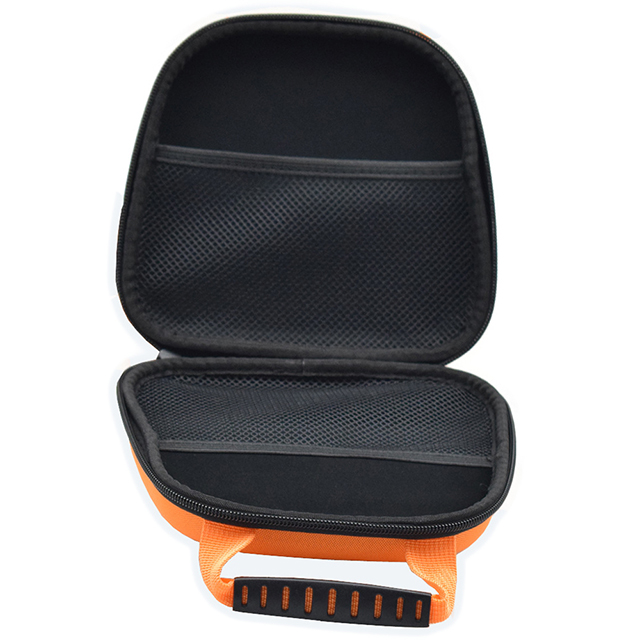 Custom Orange EVA Poly carrying Case with double webbing handle sandwich mesh pockets