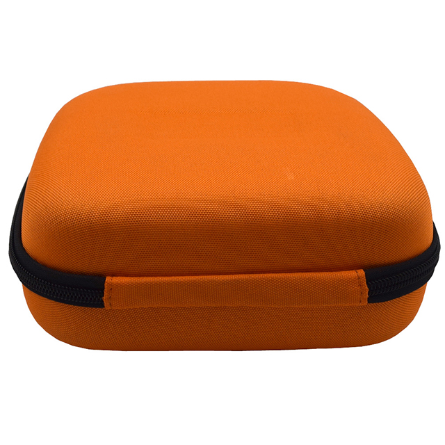 Custom Orange EVA Poly carrying Case with double webbing handle sandwich mesh pockets