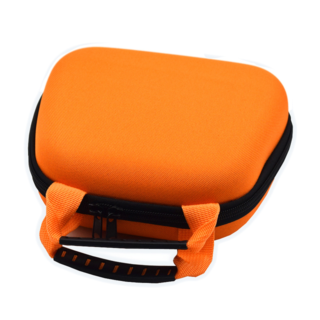 Custom Orange EVA Poly carrying Case with double webbing handle sandwich mesh pockets