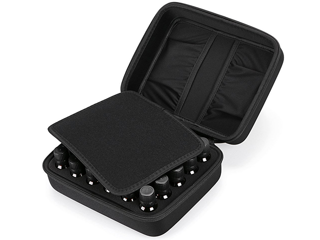 Cheap Black EVA case for Essential Oil die cutting foam insert removable flap inner pocket