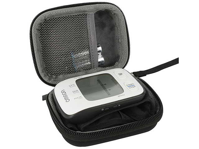 Black Small Blood Pressure Case for Omron BP652 molded EVA with fur feeling lining