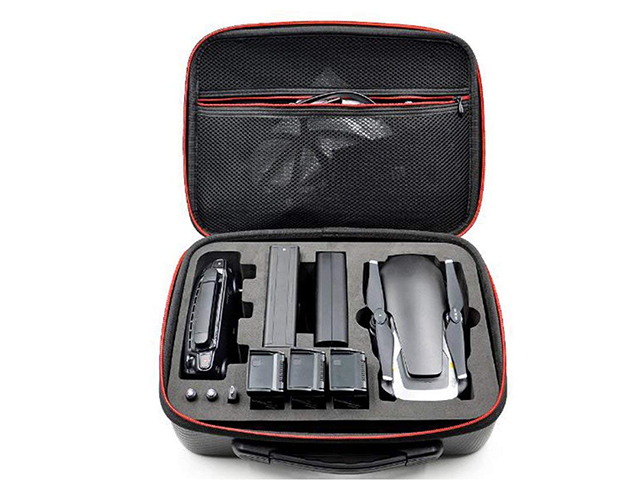 Dji phantom 4 hard carrying case with black carbon fiber PU leather coating and die cutting EVA insert