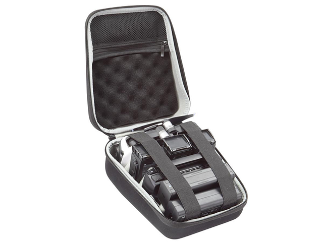 Hard carrying case for racing drone with DIY velcro dividers and egg crate foam insert