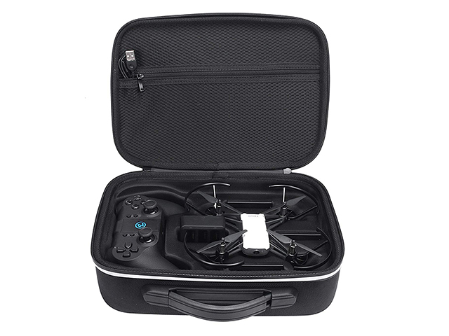 Custom EVA Case for DJI RYZE Tello football pattern PU leather with molded inlay and zippered mesh pocket