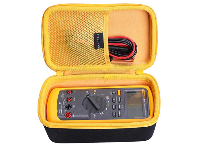 Rectangle molded EVA box for Fluke 87V Digital Multimeter with yellow velvet lining