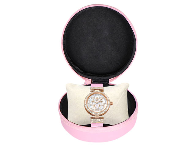 Pink EVA watch jewelry box with watch pillow inside available mold