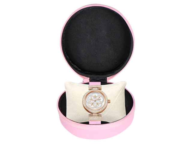 Pink EVA watch jewelry box with watch pillow inside available mold